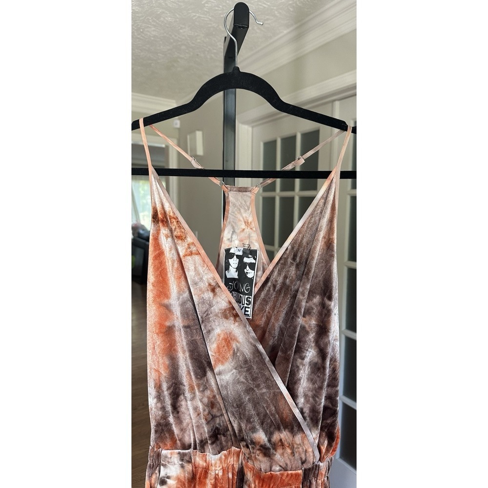 Tie-Dye Wide-Leg Jumpsuit in Brown & Tan
